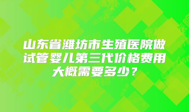 山东省潍坊市生殖医院做试管婴儿第三代价格费用大概需要多少？