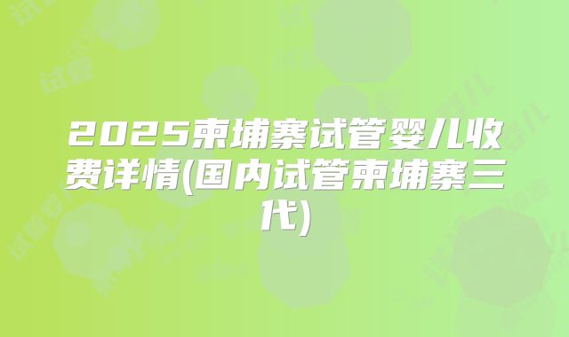 2025柬埔寨试管婴儿收费详情(国内试管柬埔寨三代)