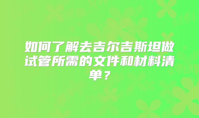 如何了解去吉尔吉斯坦做试管所需的文件和材料清单？