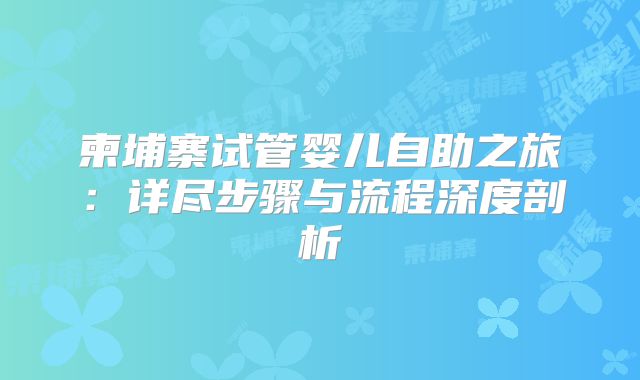 柬埔寨试管婴儿自助之旅:详尽步骤与流程深度剖析