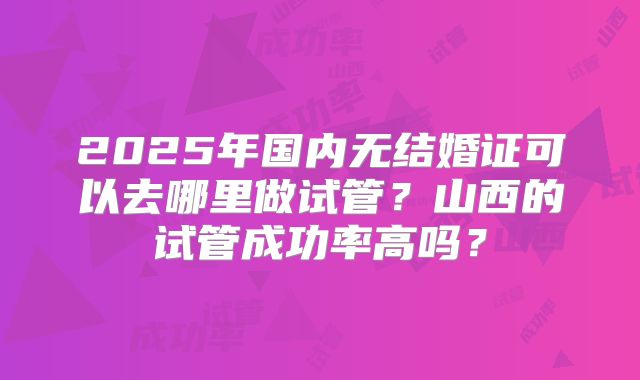 2025年国内无结婚证可以去哪里做试管？山西的试管成功率高吗？