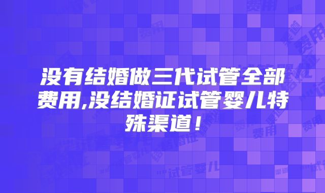 没有结婚做三代试管全部费用,没结婚证试管婴儿特殊渠道！