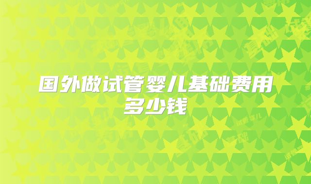 国外做试管婴儿基础费用多少钱
