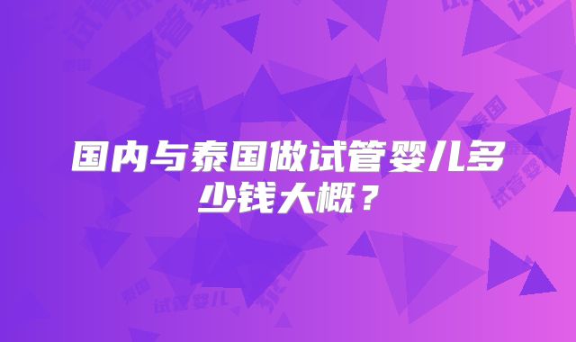 国内与泰国做试管婴儿多少钱大概？
