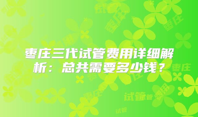 枣庄三代试管费用详细解析：总共需要多少钱？