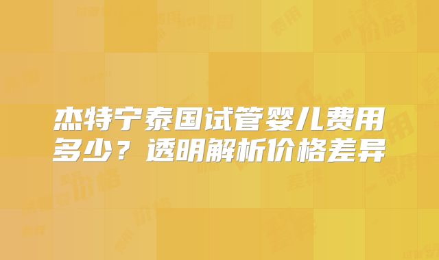 杰特宁泰国试管婴儿费用多少？透明解析价格差异