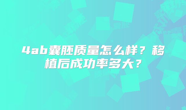 4ab囊胚质量怎么样?移植后成功率多大?