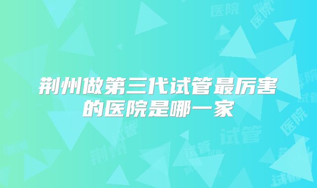荆州做第三代试管最厉害的医院是哪一家