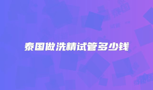 泰国做洗精试管多少钱