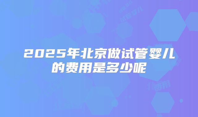 2025年北京做试管婴儿的费用是多少呢