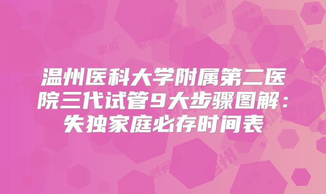 温州医科大学附属第二医院三代试管9大步骤图解：失独家庭必存时间表