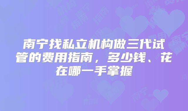 南宁找私立机构做三代试管的费用指南，多少钱、花在哪一手掌握
