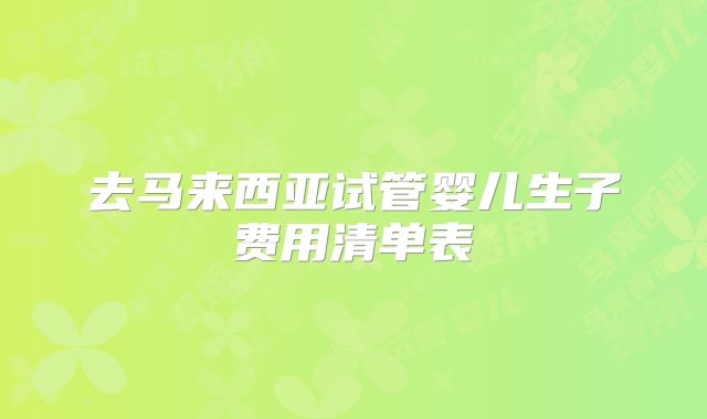 去马来西亚试管婴儿生子费用清单表