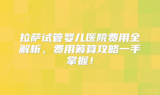 拉萨试管婴儿医院费用全解析，费用筹算攻略一手掌握！