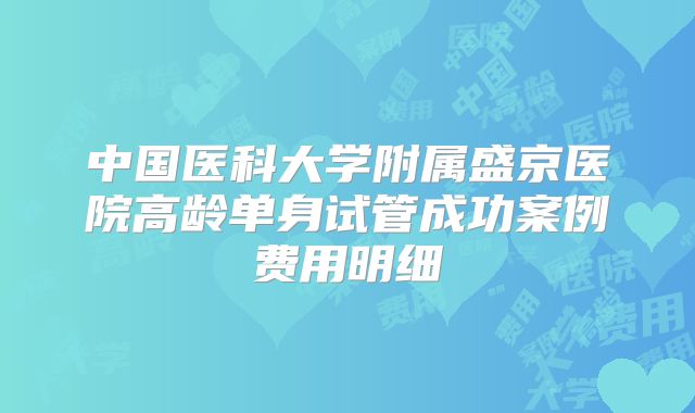 中国医科大学附属盛京医院高龄单身试管成功案例费用明细