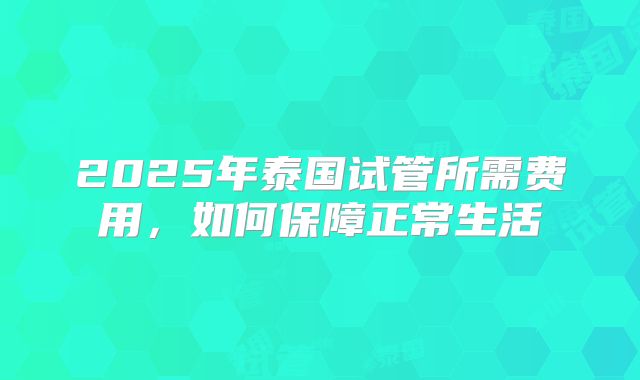 2025年泰国试管所需费用，如何保障正常生活