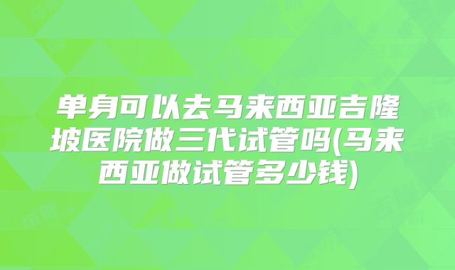 单身可以去马来西亚吉隆坡医院做三代试管吗(马来西亚做试管多少钱)
