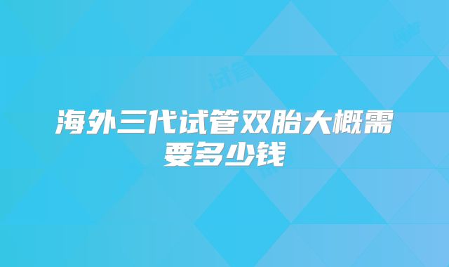 海外三代试管双胎大概需要多少钱