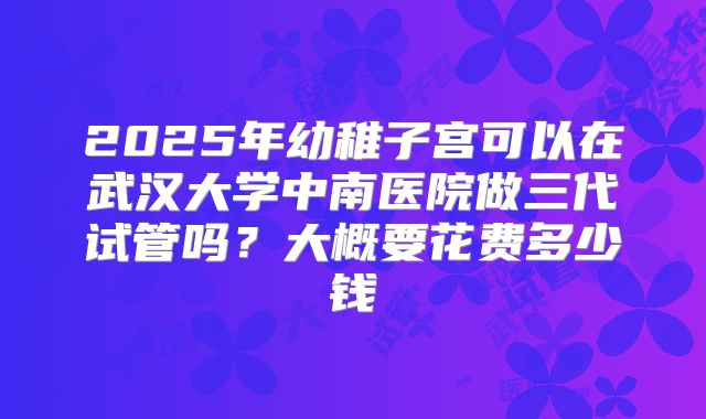 2025年幼稚子宫可以在武汉大学中南医院做三代试管吗？大概要花费多少钱