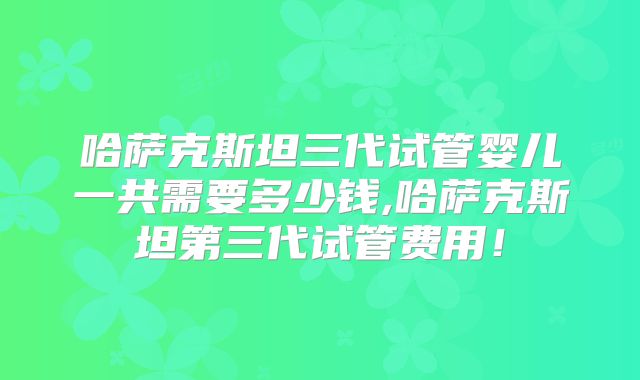 哈萨克斯坦三代试管婴儿一共需要多少钱,哈萨克斯坦第三代试管费用！