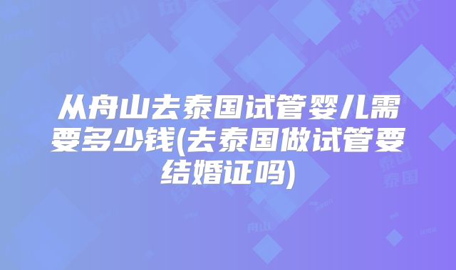 从舟山去泰国试管婴儿需要多少钱(去泰国做试管要结婚证吗)