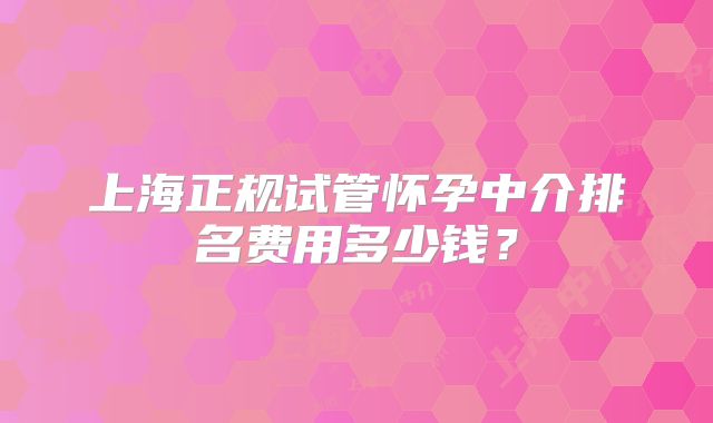 上海正规试管怀孕中介排名费用多少钱？