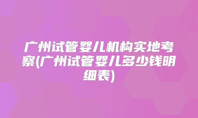 广州试管婴儿机构实地考察(广州试管婴儿多少钱明细表)
