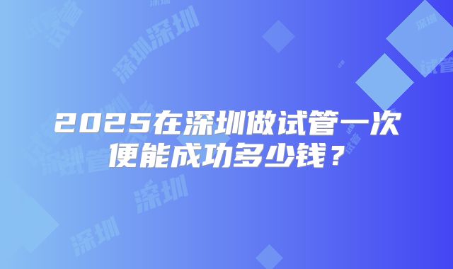 2025在深圳做试管一次便能成功多少钱？