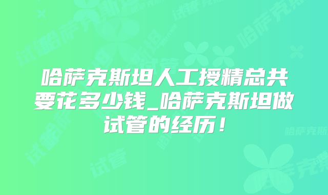哈萨克斯坦人工授精总共要花多少钱_哈萨克斯坦做试管的经历！
