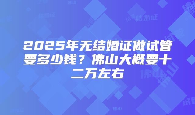 2025年无结婚证做试管要多少钱？佛山大概要十二万左右