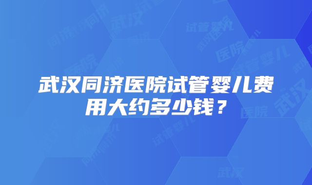 武汉同济医院试管婴儿费用大约多少钱?