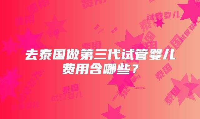 去泰国做第三代试管婴儿费用含哪些？