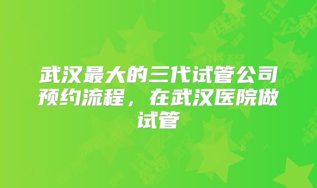 武汉最大的三代试管公司预约流程，在武汉医院做试管
