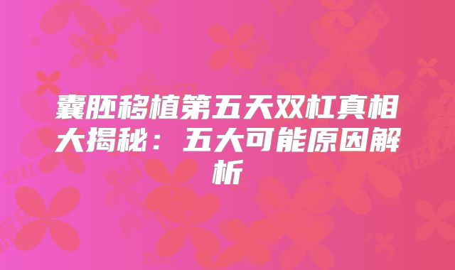 囊胚移植第五天双杠真相大揭秘:五大可能原因解析