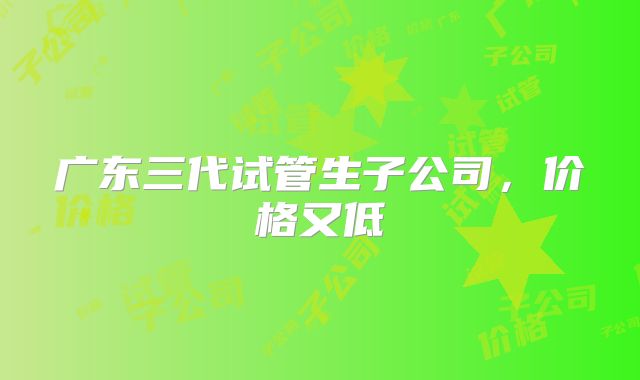 广东三代试管生子公司，价格又低