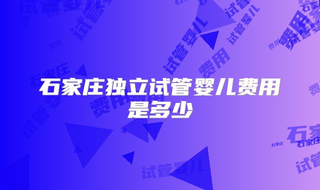 石家庄独立试管婴儿费用是多少