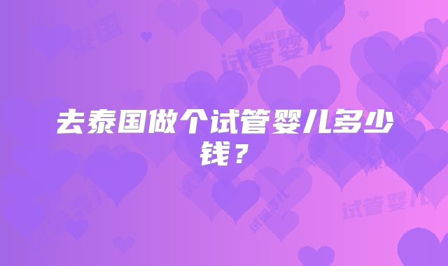 去泰国做个试管婴儿多少钱？