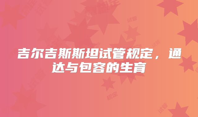 吉尔吉斯斯坦试管规定，通达与包容的生育