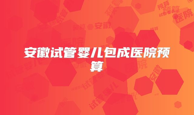 安徽试管婴儿包成医院预算