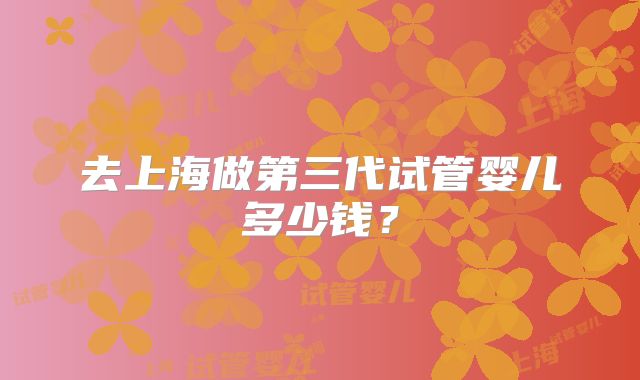 去上海做第三代试管婴儿多少钱？