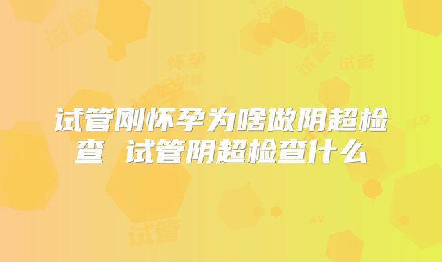试管刚怀孕为啥做阴超检查 试管阴超检查什么