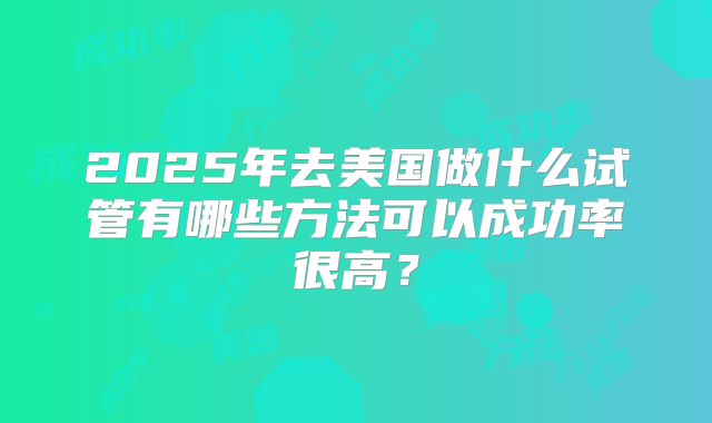 2025年去美国做什么试管有哪些方法可以成功率很高？