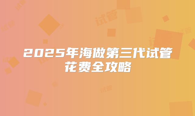 2025年海做第三代试管花费全攻略