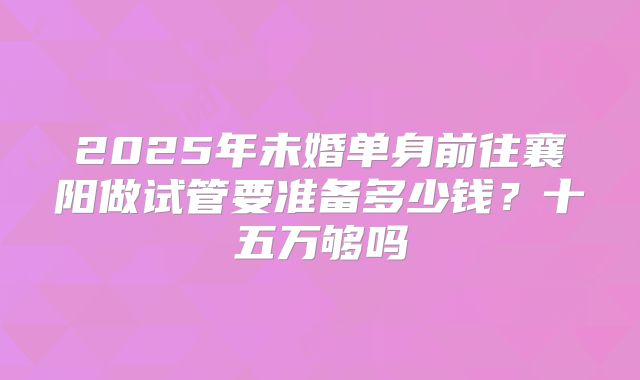 2025年未婚单身前往襄阳做试管要准备多少钱?十五万够吗