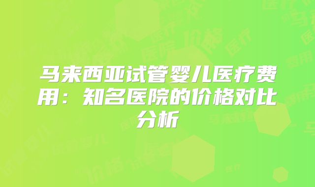 马来西亚试管婴儿医疗费用：知名医院的价格对比分析