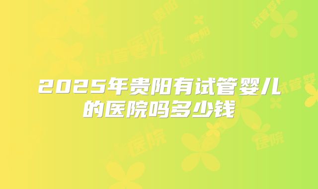 2025年贵阳有试管婴儿的医院吗多少钱