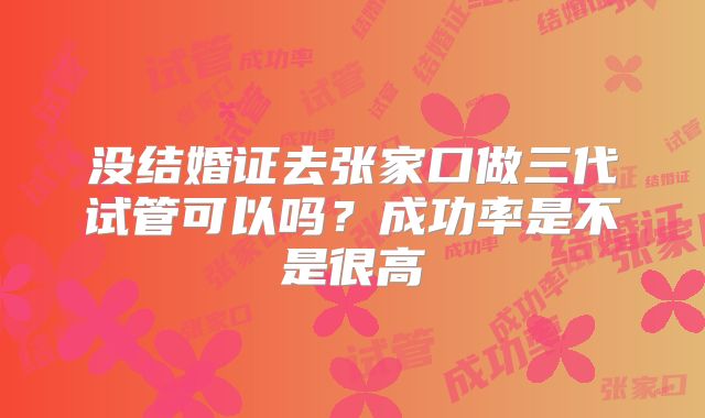 没结婚证去张家口做三代试管可以吗？成功率是不是很高