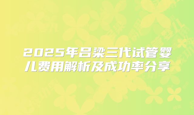 2025年吕梁三代试管婴儿费用解析及成功率分享