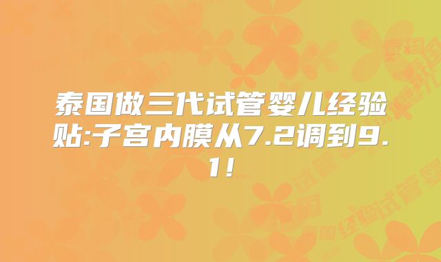 泰国做三代试管婴儿经验贴:子宫内膜从7.2调到9.1！