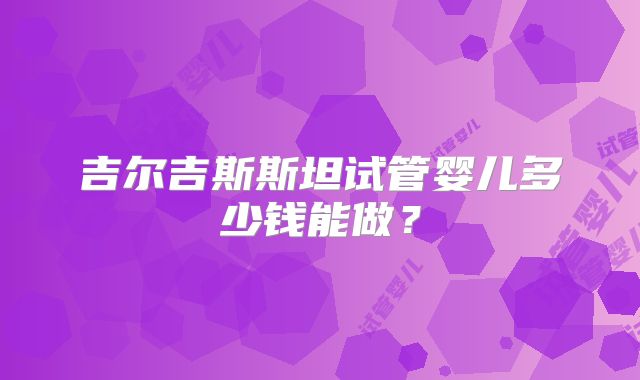 吉尔吉斯斯坦试管婴儿多少钱能做？